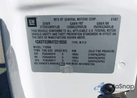 2007 GMC Envoy Denali из США, поврежденный, VIN 1GKET63M472218556